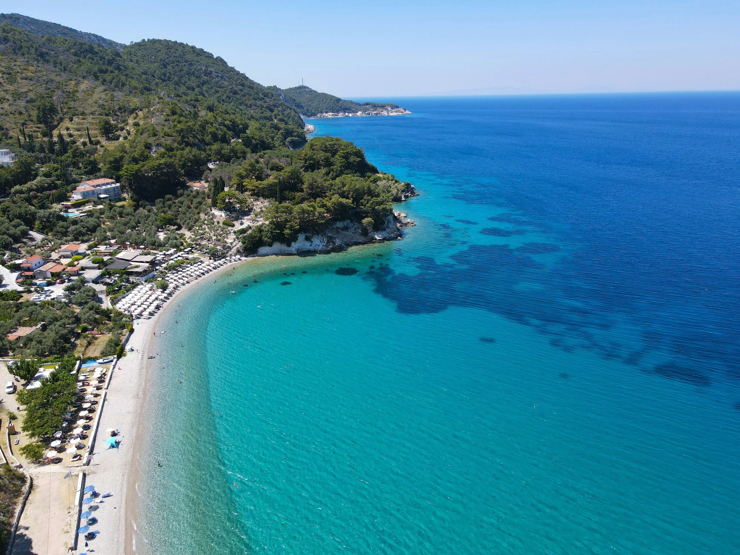 Blue sea at a remote beach on the island of Samos