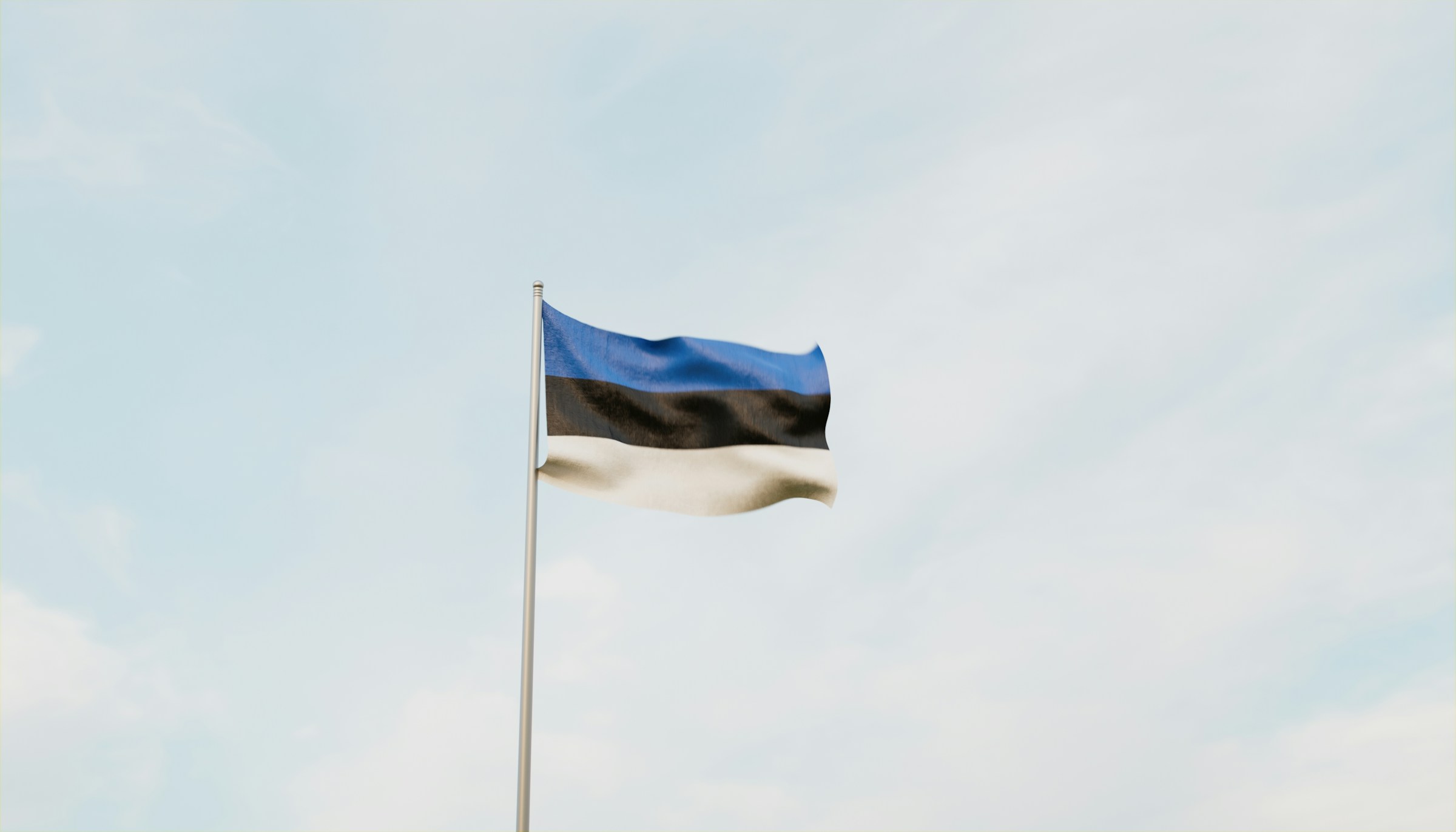 Estniska flaggan vajar mot en klar himmel