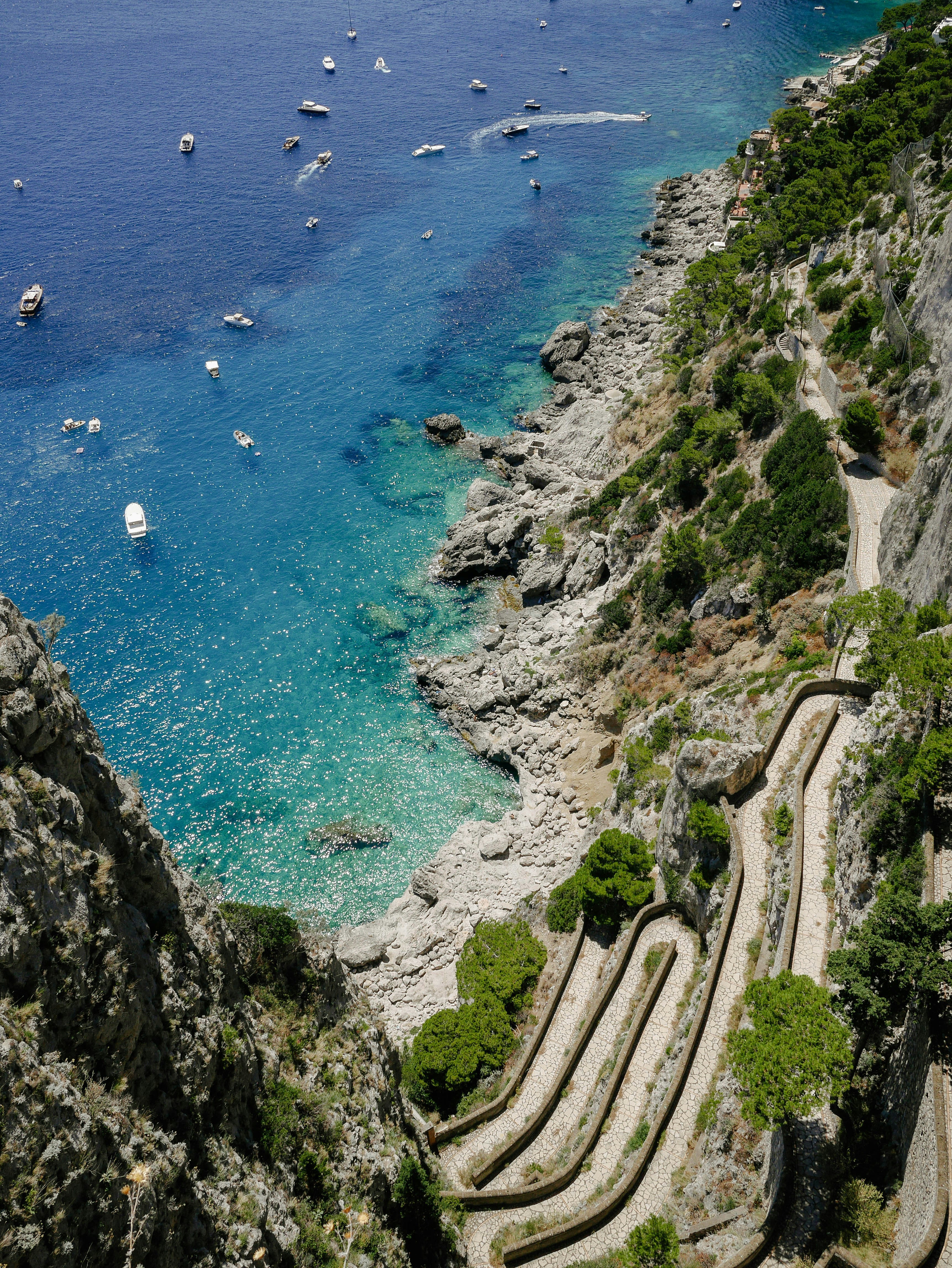 A view from above on the way down to the sea and a rocky beach